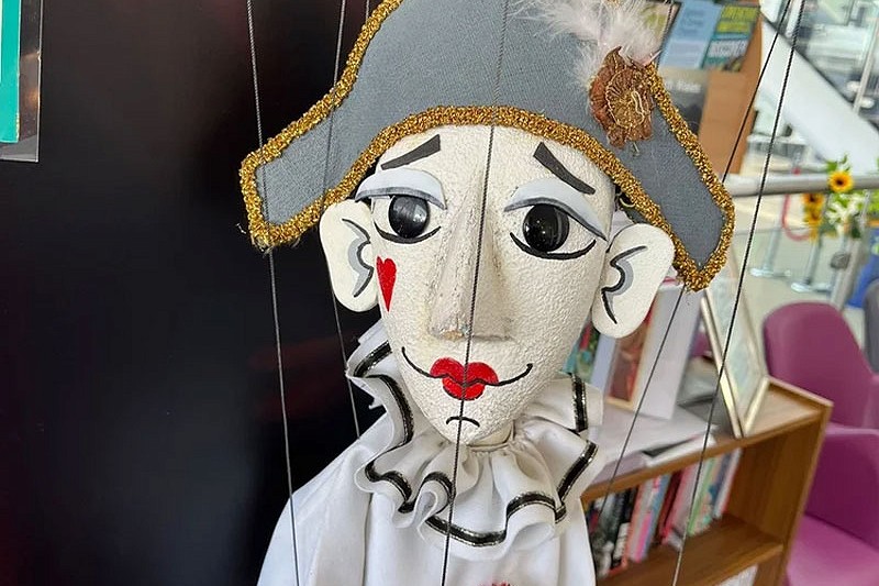 face of hand crafted puppet